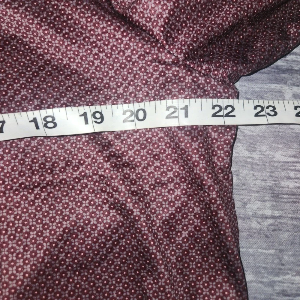 Con.Struct Dot Print Henley Shirt Slim Fit Long Sleeve‎ Burgundy Size L